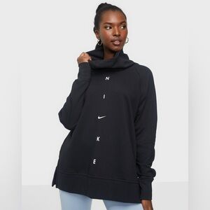 NWT Nike Women's Cowl Neck Sweatshirt Black Logo Size 1X